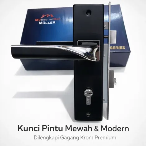 Kunci Pintu MULLER Besar 25cm 978315 Black/CP